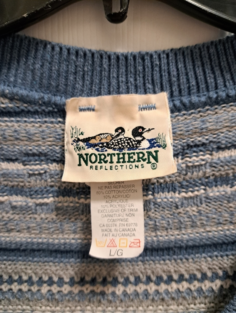Vintage Northern Reflections Knit Vest Blue Cream Large Cottagecore Grandmacore - Picture 6 of 10